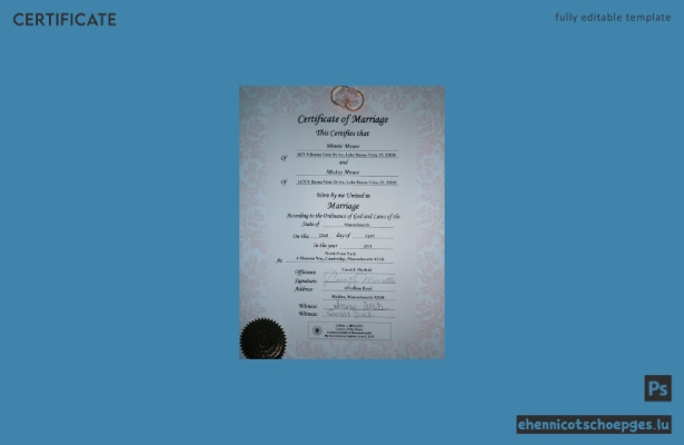 Vorschau einer Heiratsurkunde des Commonwealth of Massachusetts, USA
